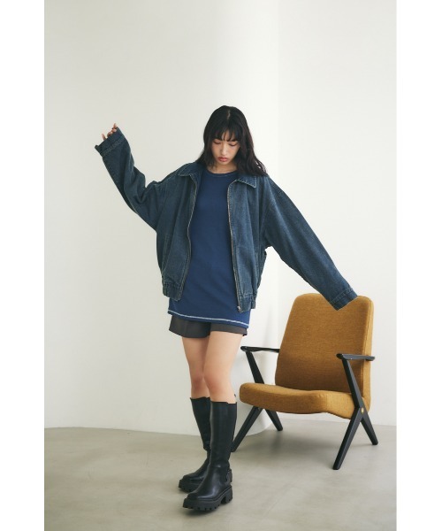 MIEL CRISHUNANT（ミエルクリシュナ）の「【ユニセックス】ヴィンテージライクデニムブルゾン（ブルゾン・レディース・ライトブラック/ブルー/ライトブルー・FREE）」の8枚目の写真