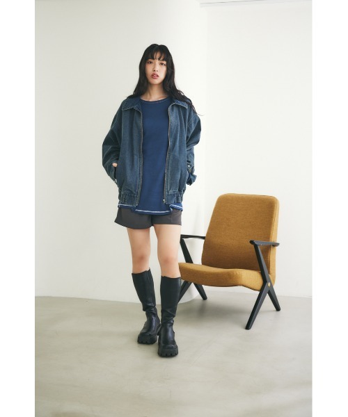 MIEL CRISHUNANT（ミエルクリシュナ）の「【ユニセックス】ヴィンテージライクデニムブルゾン（ブルゾン・レディース・ライトブラック/ブルー/ライトブルー・FREE）」の9枚目の写真