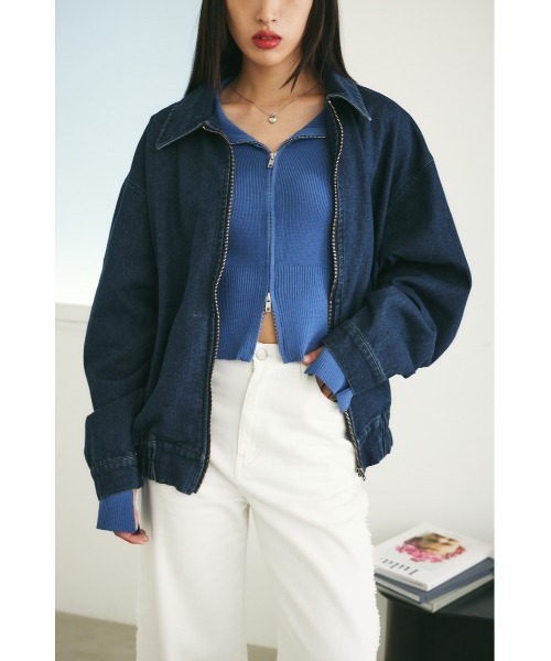 【セール】【ユニセックス】ヴィンテージライクデニムブルゾン（ブルゾン）｜MIEL CRISHUNANT（ミエルクリシュナ）