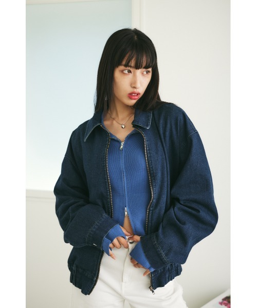 【セール】【ユニセックス】ヴィンテージライクデニムブルゾン（ブルゾン）｜MIEL CRISHUNANT（ミエルクリシュナ）