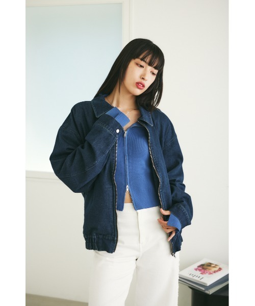【セール】【ユニセックス】ヴィンテージライクデニムブルゾン（ブルゾン）｜MIEL CRISHUNANT（ミエルクリシュナ）