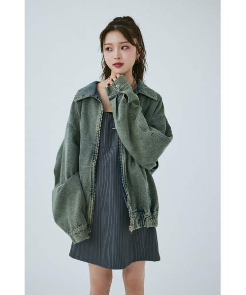 【セール】【ユニセックス】ヴィンテージライクデニムブルゾン（ブルゾン）｜MIEL CRISHUNANT（ミエルクリシュナ）