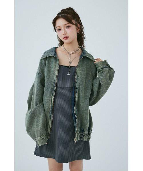 【セール】【ユニセックス】ヴィンテージライクデニムブルゾン（ブルゾン）｜MIEL CRISHUNANT（ミエルクリシュナ）