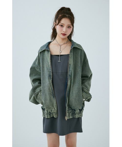 【セール】【ユニセックス】ヴィンテージライクデニムブルゾン（ブルゾン）｜MIEL CRISHUNANT（ミエルクリシュナ）