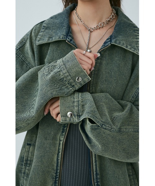 【セール】【ユニセックス】ヴィンテージライクデニムブルゾン（ブルゾン）｜MIEL CRISHUNANT（ミエルクリシュナ）