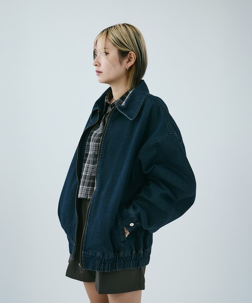 【セール】【ユニセックス】ヴィンテージライクデニムブルゾン（ブルゾン）｜MIEL CRISHUNANT（ミエルクリシュナ）