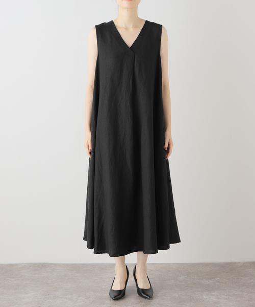 B.C STOCK(ベーセーストック)の「《追加3》リネンレーヨンスリーブレスワンピース(ワンピース・レディース・ブラック/ダークブルー・FREE)」の5枚目の写真