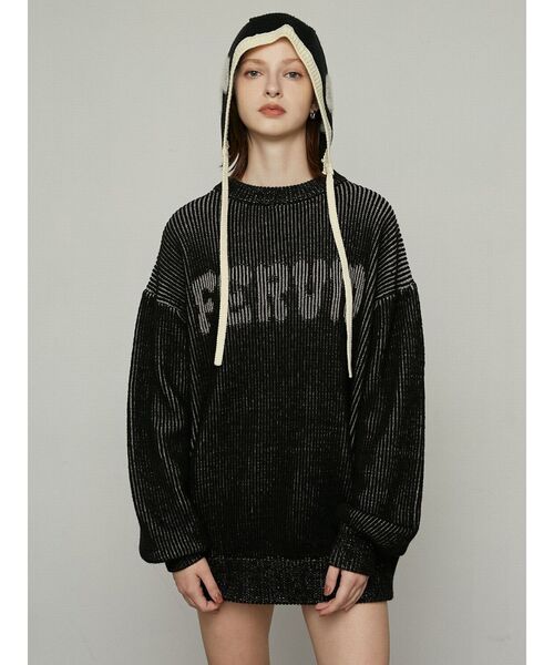 EMODA(エモダ)の「シャギーロゴニットキャップ(ニットキャップ/ビーニー・レディース・グレー/ブラック・FREE)」の6枚目の写真