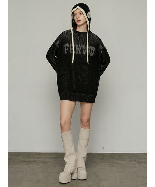 EMODA(エモダ)の「シャギーロゴニットキャップ(ニットキャップ/ビーニー・レディース・グレー/ブラック・FREE)」の8枚目の写真