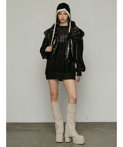 EMODA(エモダ)の「シャギーロゴニットキャップ(ニットキャップ/ビーニー・レディース・グレー/ブラック・FREE)」の11枚目の写真