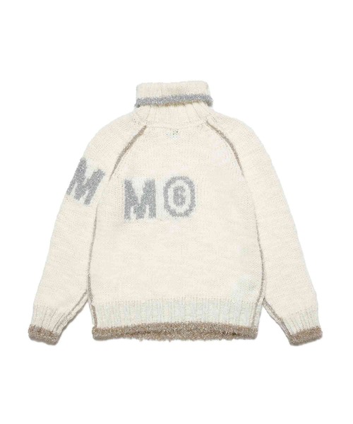 MM6 Maison Margiela(エムエムシックス メゾン マルジェラ)の「MM6 Maison Margiela(エムエムシックス メゾン マルジェラ)Kids & Junior アルパカブレンドブランドロゴハイネックニット(ニット/セーター・キッズ・ブラック/オフホワイト・12Y/14Y/16Y/10Y)」の2枚目の写真
