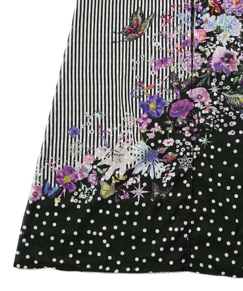 iS ScoLar(イズスカラー)の「542260:花蝶柄ドットボーダーor無地ロングカーディガン(カーディガン/ボレロ・レディース・ブラック/チャコールグレー・M)」の21枚目の写真