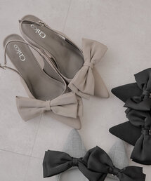 取り外しリボンヒールパンプス