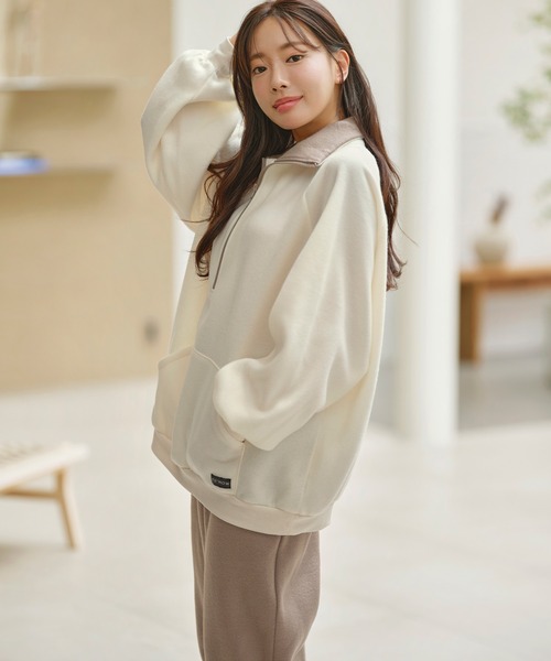 セール】【ワンマイルウェア】かるぽかハーフジップフリースパジャマ