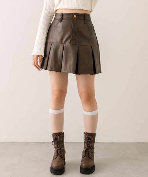 OLIVE des OLIVE(オリーブデオリーブ)の「ボックスプリーツミニスカート(スカート・レディース・チャコールグレー/ブラウン系その他/グレー系その他/ブラウン・FREE)」の17枚目の写真