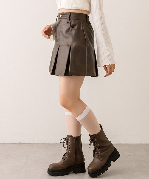 OLIVE des OLIVE(オリーブデオリーブ)の「ボックスプリーツミニスカート(スカート・レディース・チャコールグレー/ブラウン系その他/グレー系その他/ブラウン・FREE)」の16枚目の写真