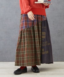 CUBE SUGAR | チェック×OE天竺パウダー加工ティアードスカート(スカート)