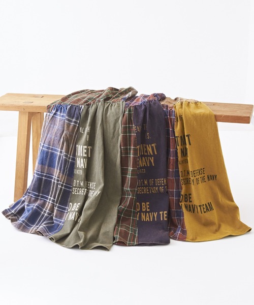 CUBE SUGAR(キューブシュガー)の「チェック×OE天竺パウダー加工ティアードスカート(スカート・レディース・カーキ/ネイビー/キャメル・M)」の21枚目の写真