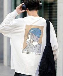 KANGOL | 【KANGOL/カンゴール】別注コラボオーバーサイズカンガールプリント長袖Tシャツ / ロンT(Tシャツ/カットソー)