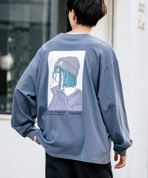 KANGOL(カンゴール)の「【KANGOL/カンゴール】別注コラボオーバーサイズカンガールプリント長袖Tシャツ / ロンT(Tシャツ/カットソー・メンズ・ブルー系/ブルー/ブラック/ブラック系/ホワイト系/ブルーグリーン/グリーン系/ピンク系/ピンク/ホワイト・XL/L/M)」の6枚目の写真