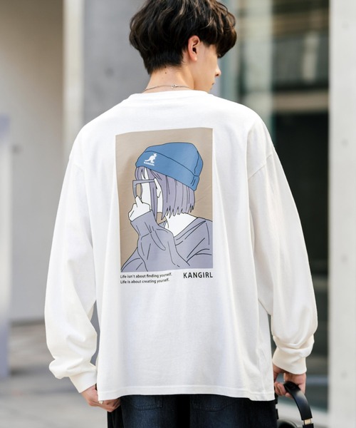 KANGOL(カンゴール)の「【KANGOL/カンゴール】別注コラボオーバーサイズカンガールプリント長袖Tシャツ / ロンT(Tシャツ/カットソー・メンズ・ブルー系/ブルー/ブラック/ブラック系/ホワイト系/ブルーグリーン/グリーン系/ピンク系/ピンク/ホワイト・XL/L/M)」の11枚目の写真
