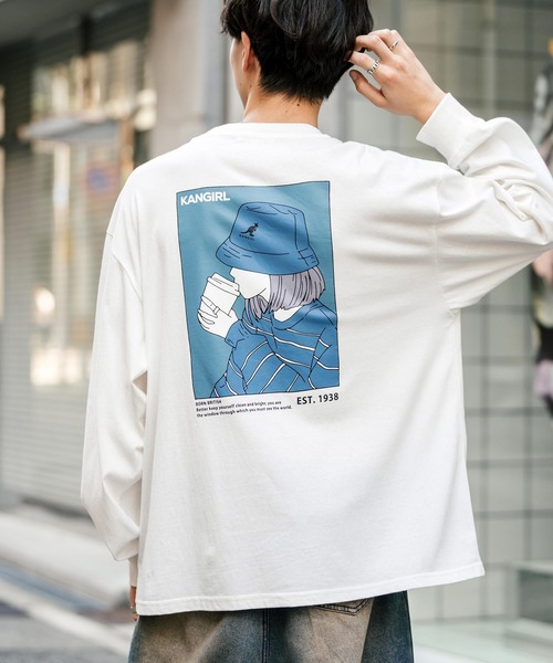 KANGOL(カンゴール)の「【KANGOL/カンゴール】別注コラボオーバーサイズカンガールプリント長袖Tシャツ / ロンT(Tシャツ/カットソー・メンズ・ブルー系/ブルー/ブラック/ブラック系/ホワイト系/ブルーグリーン/グリーン系/ピンク系/ピンク/ホワイト・XL/L/M)」の16枚目の写真
