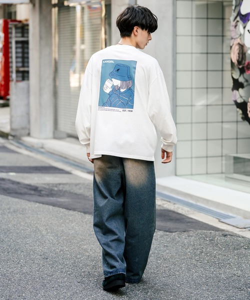 KANGOL(カンゴール)の「【KANGOL/カンゴール】別注コラボオーバーサイズカンガールプリント長袖Tシャツ / ロンT(Tシャツ/カットソー・メンズ・ブルー系/ブルー/ブラック/ブラック系/ホワイト系/ブルーグリーン/グリーン系/ピンク系/ピンク/ホワイト・XL/L/M)」の17枚目の写真