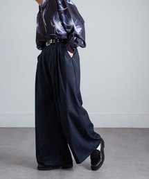 NILWAY | 420g/m TR センタープレス ドレープ ワイド フレア袴パンツ/センタープレス トロミ ワイドスラックス【セットアップ対応】(スラックス)