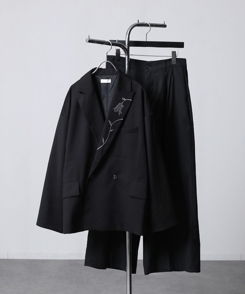 NILWAY（ニルウェイ）の「420g/m TR センタープレス ドレープ ワイド フレア袴パンツ/センタープレス トロミ ワイドスラックス【セットアップ対応】（スラックス・メンズ・ブラック/モスグリーン系/ホワイト/ネイビー/チャコール・SMALL/MEDIUM/LARGE）」の18枚目の写真