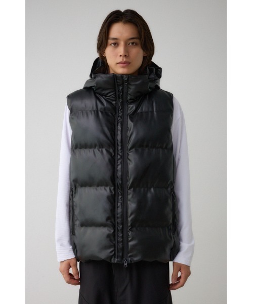 AZUL by moussy(アズールバイマウジー)の「B-HEAT 合皮オーウェンストレッチ中綿ベスト(ダウンベスト・メンズ・ブラック・S-M/L-XL)」の5枚目の写真