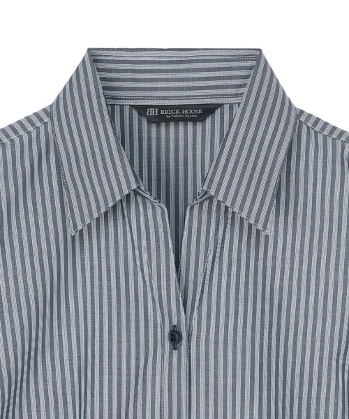 TOKYO SHIRTS(トウキョウシャツ)の「形態安定ノーアイロン スキッパー 7分袖ビジネスワイシャツ(ビジネスシャツ・レディース・ダークブルー・LL/M/L)」の3枚目の写真