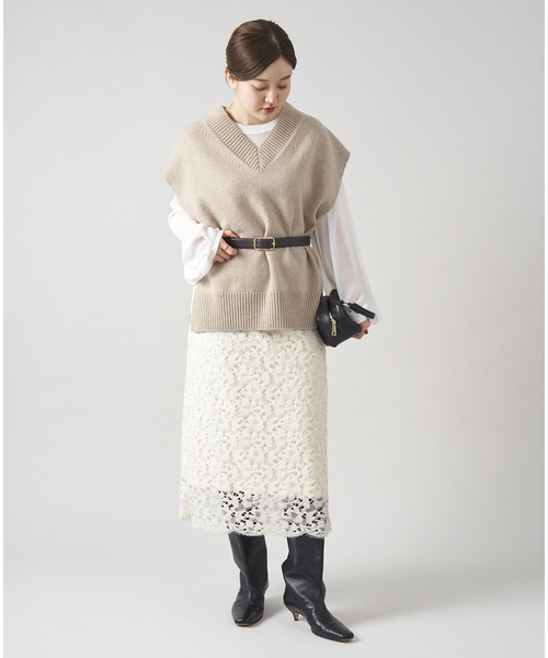 IENA Fluffy Woolレーススカート ナチュラル　新品タグ付き試着のみ IENA Fluffy Woolレーススカート