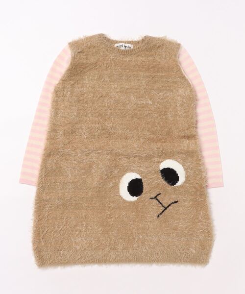 ami amie(アミアミ)の「アニマルフェイスワンピース(ワンピース・キッズ・パープル/ベージュ・130cm/115cm/85cm/100cm)」の3枚目の写真