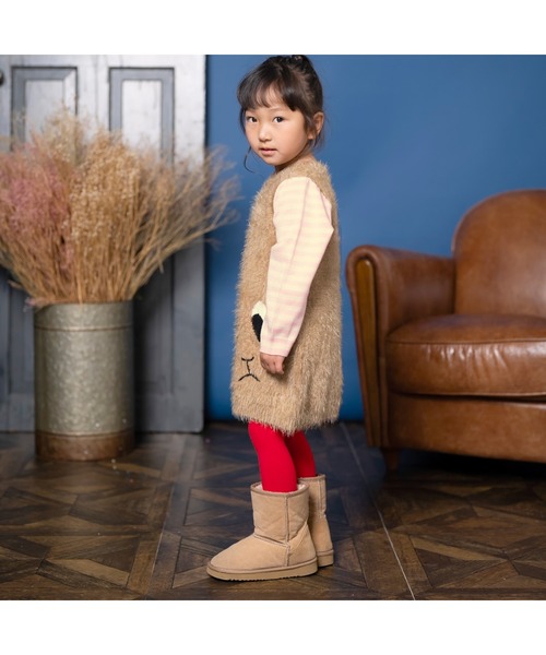 ami amie(アミアミ)の「アニマルフェイスワンピース(ワンピース・キッズ・パープル/ベージュ・130cm/115cm/85cm/100cm)」の16枚目の写真