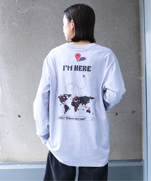 UNIT CHEST（ユニットチェスト）の「【UNIT CHEST】unique unisex long sleeve T-shirt/ユニークユニセックス ロンT OIF designer eggs コラボ where are you by kaamanisenanayake（Tシャツ/カットソー・レディース・ホワイト/杢グレー/ブラック・L/M/S）」の2枚目の写真