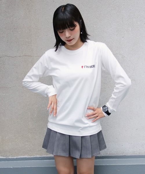 UNIT CHEST（ユニットチェスト）の「【UNIT CHEST】unique unisex long sleeve T-shirt/ユニークユニセックス ロンT OIF designer eggs コラボ where are you by kaamanisenanayake（Tシャツ/カットソー・レディース・ホワイト/杢グレー/ブラック・L/M/S）」の4枚目の写真
