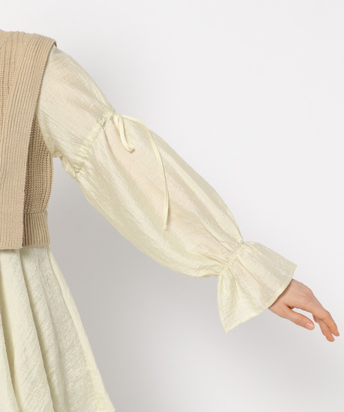 mysty woman（ミスティウーマン）の「ベストドッキングブラウス　152989（シャツ/ブラウス・レディース・ブラック/ベージュ・FREE）」の10枚目の写真