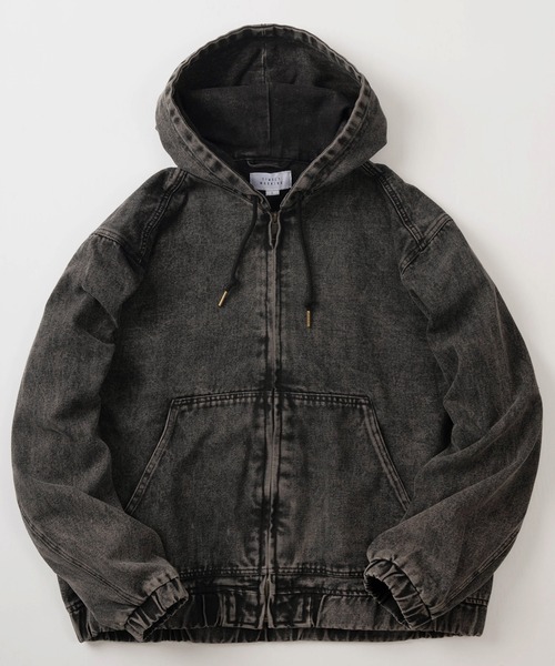 TIMELY WARNING（タイムリーワーニング）の「【TIMELY WARNING/タイムリーワーニング】ウォッシュ加工 ヴィンテージライクデニム ワークフードブルゾン/ワークジャケット（デニムジャケット・メンズ・インディゴブルー/ブラック系その他・M/L/XL）」の2枚目の写真