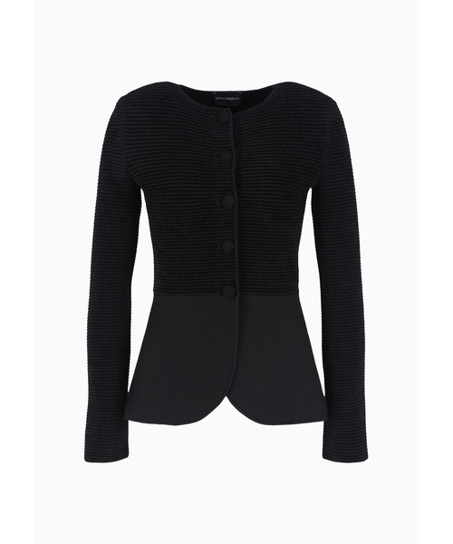 未使用 エンポリオアルマーニ シルク ノーカラーニットジャケット 黒 38 EMPORIO ARMANI コート ジャケット 「エンポリオ アルマーニ」Travel