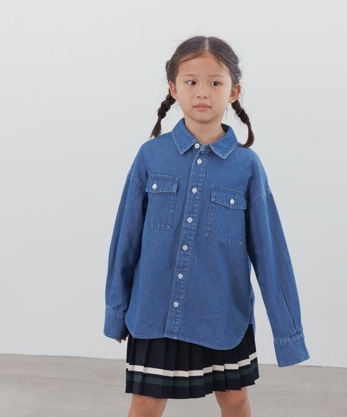 LOWRYS FARM（ローリーズファーム）の「デニムシャツ　 137074（シャツ/ブラウス・キッズ・ブルー・150cm/140cm/130cm/120cm/110cm）」の5枚目の写真