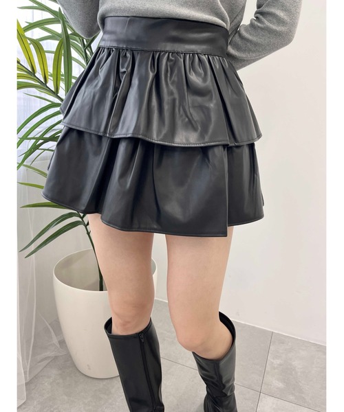 【新品】LAVANDA ティアードミニスカパン PHILLY】PUティアードミニスカパン（スカート）｜PHILLY