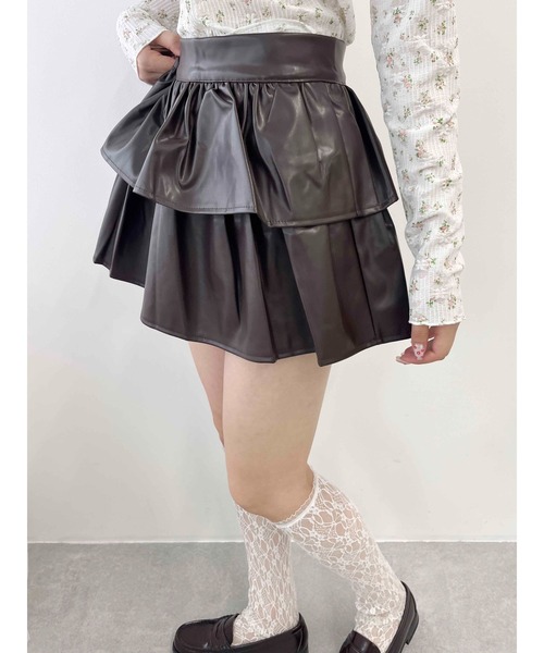 PHILLY(フィリー)の「【PHILLY】PUティアードミニスカパン(スカート・レディース・ブラウン/ブラック・FREE)」の17枚目の写真