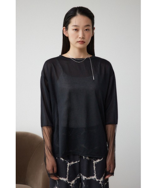 AZUL by moussy（アズールバイマウジー）の「袖シアーカットソートップス（Tシャツ/カットソー・レディース・ブラック/スモークピンク/ブラック系その他/グレー/ホワイト・FREE）」の20枚目の写真