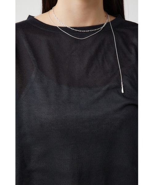AZUL by moussy（アズールバイマウジー）の「袖シアーカットソートップス（Tシャツ/カットソー・レディース・ブラック/スモークピンク/ブラック系その他/グレー/ホワイト・FREE）」の12枚目の写真