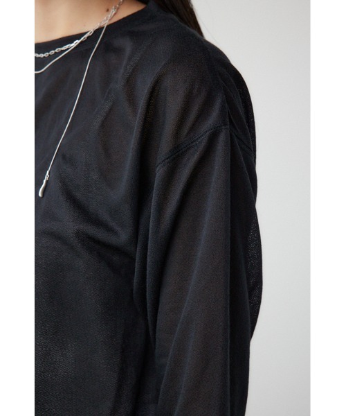 AZUL by moussy（アズールバイマウジー）の「袖シアーカットソートップス（Tシャツ/カットソー・レディース・ブラック/スモークピンク/ブラック系その他/グレー/ホワイト・FREE）」の14枚目の写真