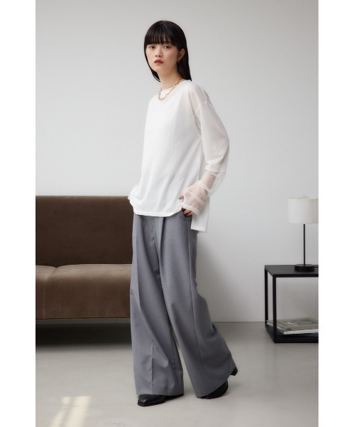 AZUL by moussy（アズールバイマウジー）の「袖シアーカットソートップス（Tシャツ/カットソー・レディース・ブラック/スモークピンク/ブラック系その他/グレー/ホワイト・FREE）」の8枚目の写真