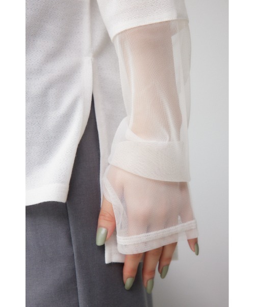 AZUL by moussy（アズールバイマウジー）の「袖シアーカットソートップス（Tシャツ/カットソー・レディース・ブラック/スモークピンク/ブラック系その他/グレー/ホワイト・FREE）」の15枚目の写真