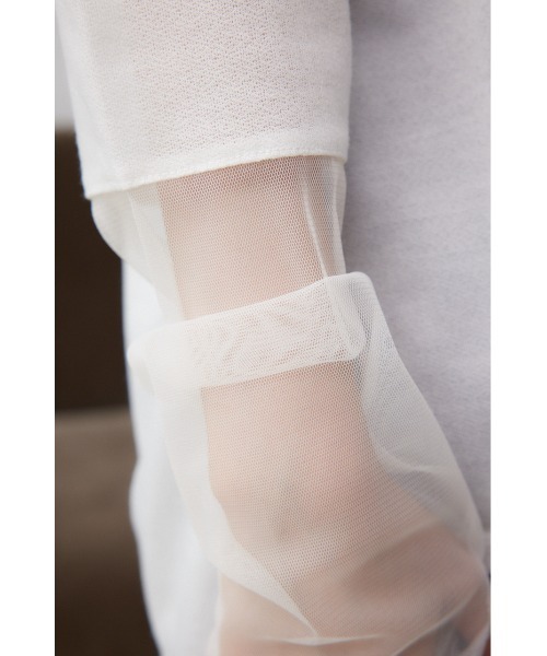 AZUL by moussy（アズールバイマウジー）の「袖シアーカットソートップス（Tシャツ/カットソー・レディース・ブラック/スモークピンク/ブラック系その他/グレー/ホワイト・FREE）」の16枚目の写真