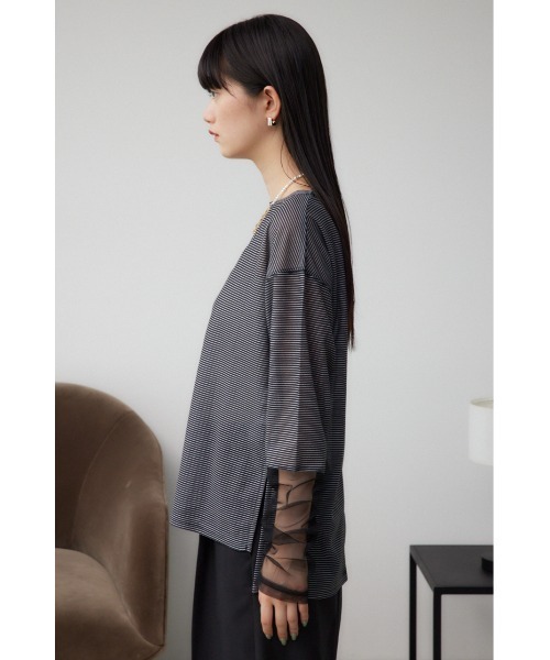 AZUL by moussy（アズールバイマウジー）の「袖シアーカットソートップス（Tシャツ/カットソー・レディース・ブラック/スモークピンク/ブラック系その他/グレー/ホワイト・FREE）」の22枚目の写真