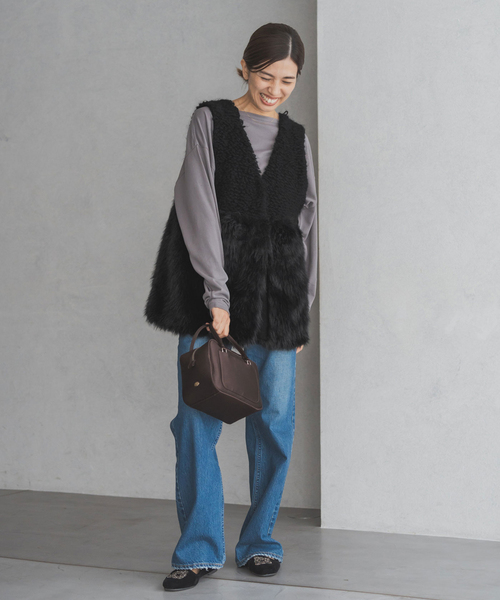 IENA（イエナ）の「RITTO/リット ROOP FUR VEST ベスト 202490-FT（ベスト・レディース・ブラック/ベージュ・FREE）」の3枚目の写真